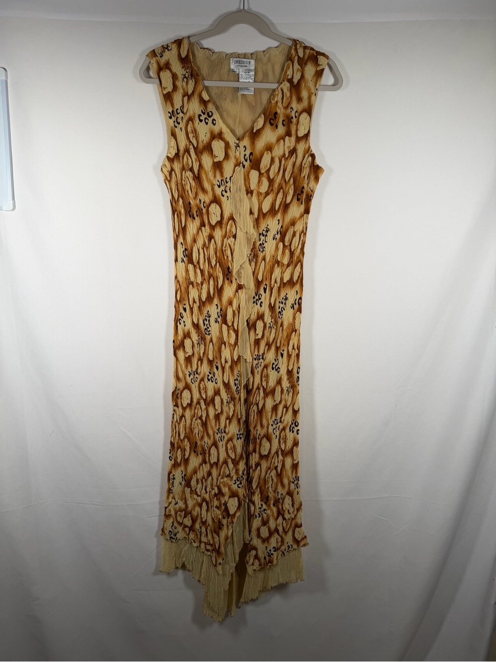 Vintage Fairy Grunge Maxi Dress Asymmetrical Hem Crinkle Texture